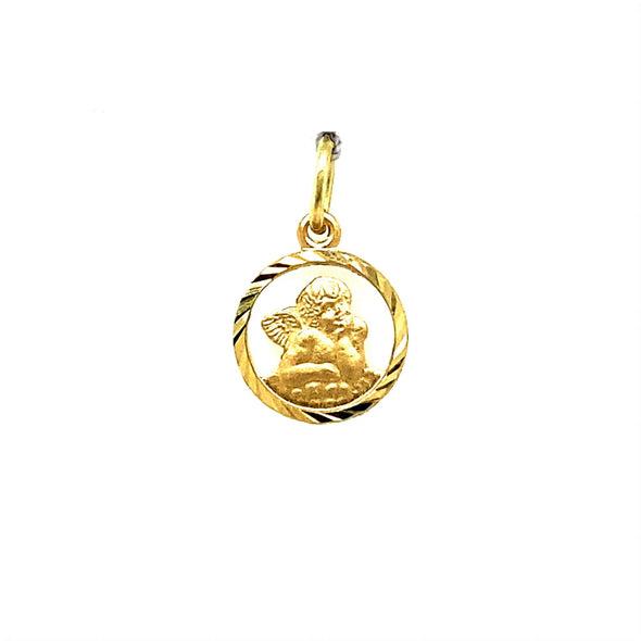 Round Open Angel Medal - 14kt Yellow Gold