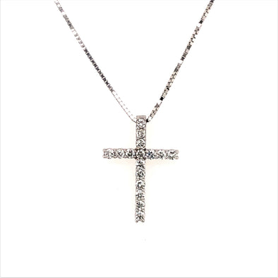 Round Diamond Cross Pendant with Hidden Bale