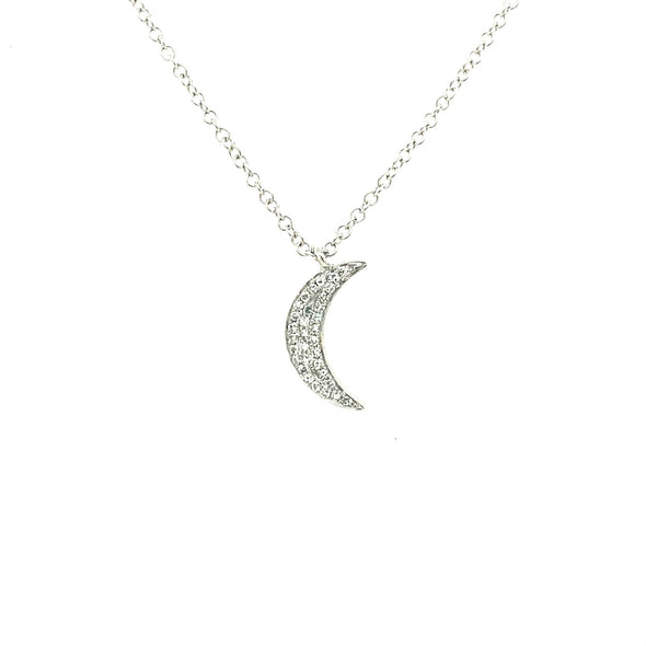 Diamond Pave Moon Necklace