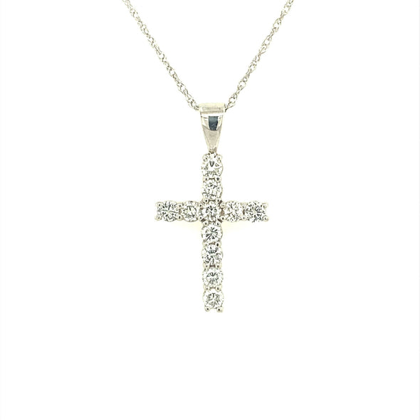 Eleven Round Diamond Cross Pendant