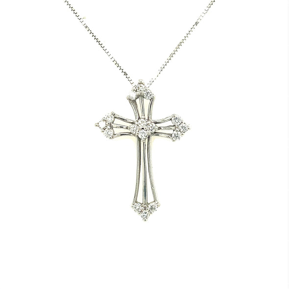 Open Design Diamond Cross Pendant