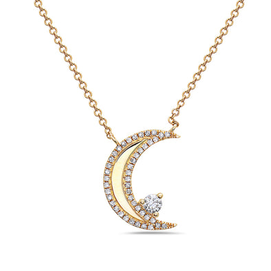 Diamond Accented Moon Design Necklace