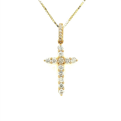 Twelve Round Diamond Cross Pendant - .50 Carat t.w.