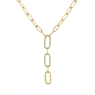 Diamond Dangle Paperclip Design Necklace