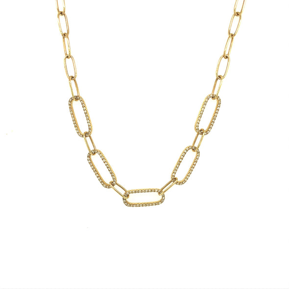 Diamond Accented Paperclip Necklace