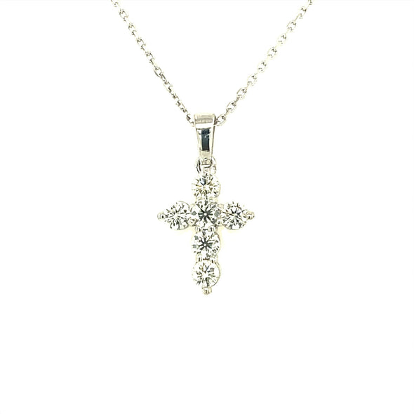 Six Round Diamond Cross Pendant