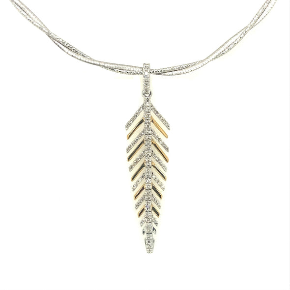 Diamond Accented Feather Design Pendant