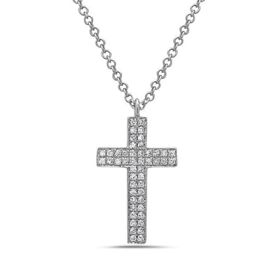 Double Row Diamond Cross Pendant