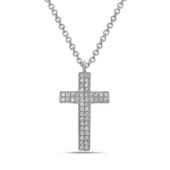 Double Row Diamond Cross Pendant