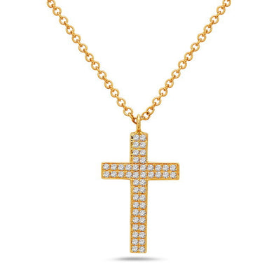 Double Row Diamond Cross Pendant