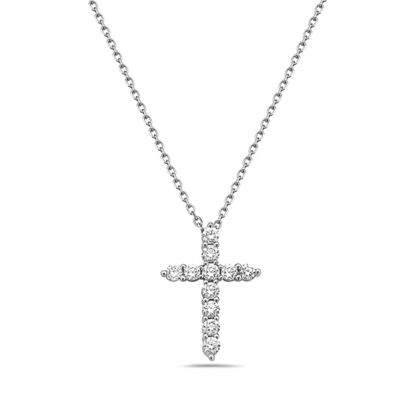 Eleven Round Diamond Cross Pendant