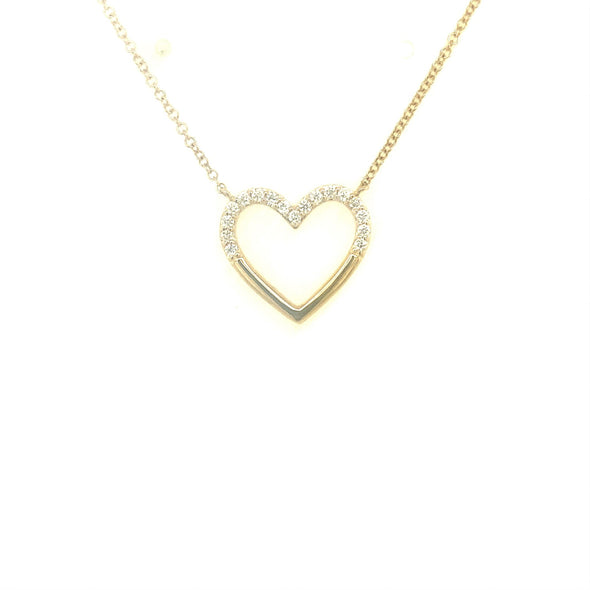 Diamond and Polished Gold Open Heart Pendant