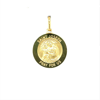 Round Saint Joseph Medal - 14kt Yellow Gold