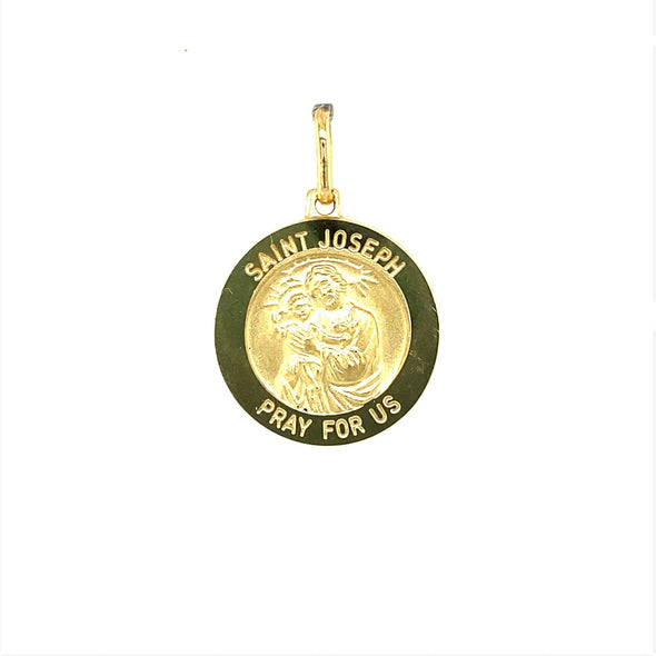 Round Saint Joseph Medal - 14kt Yellow Gold
