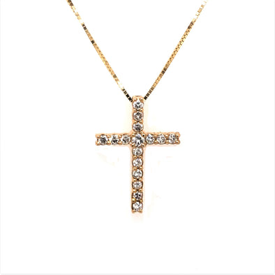 Sixteen Round Diamond Cross Pendant