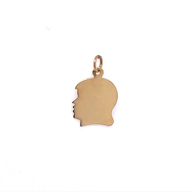 Girl's Head Charm - 14kt Yellow Gold