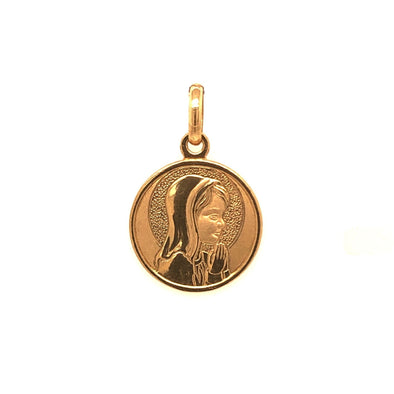Round Communion Girl Medal - 14kt Yellow Gold