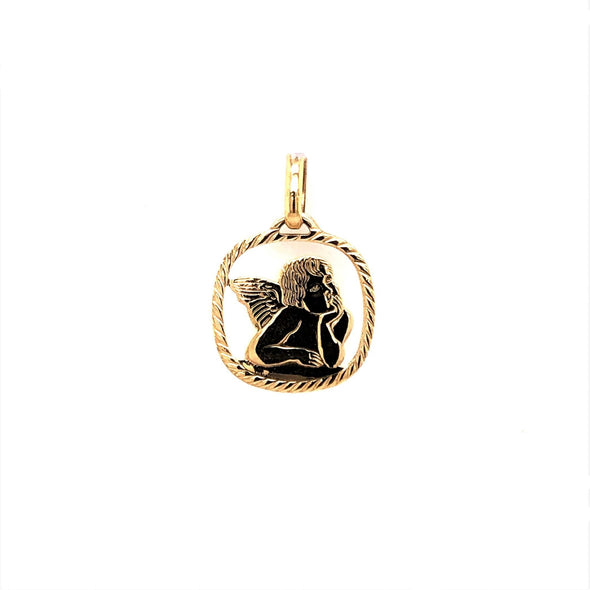 Open Design Angel Medal - 14kt Yellow Gold