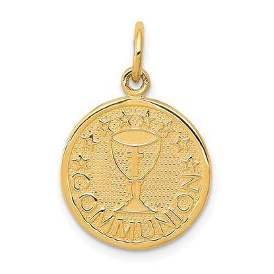 Round Holy Communion Medal - 14kt Yellow Gold