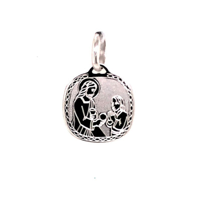 Communion Medal with Etched Edge Detail - 14kt White Gold