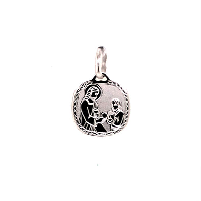 Communion Medal with Etched Edge Detail - 14kt White Gold