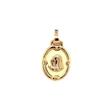 Oval Framed Madonna Medal - 14kt Yellow Gold