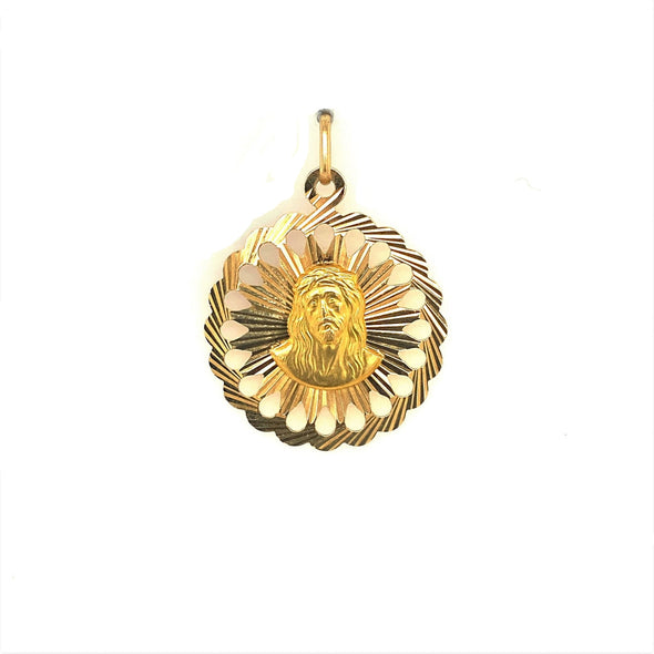 Reversible Christ and Madonna Medal - 14kt Yellow Gold