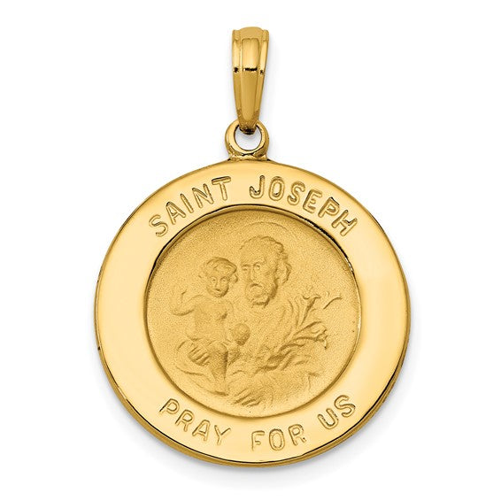 Round St. Joseph Medal - 14kt Yellow Gold