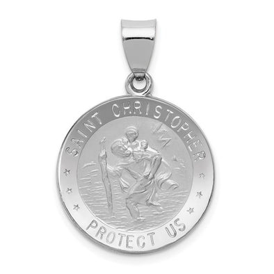 Round St. Christopher Medal - 14kt White Gold