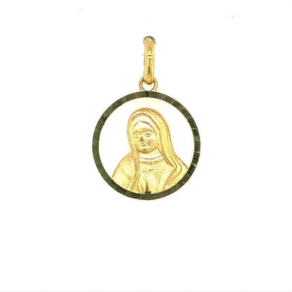Round Open Design Madonna Medal - 14kt Yellow Gold