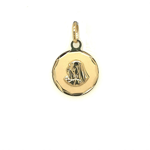 Round Madonna Medal - 14kt Yellow Gold