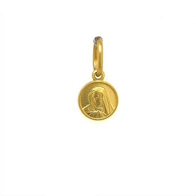 Small Round Madonna Medal - 14kt Yellow Gold