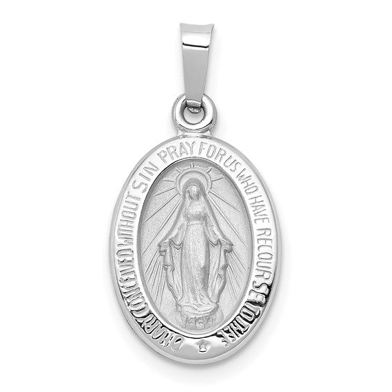 Oval Miraculous Medal - 14kt White Gold
