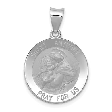 Medium Round St. Anthony Medal - 14kt White Gold