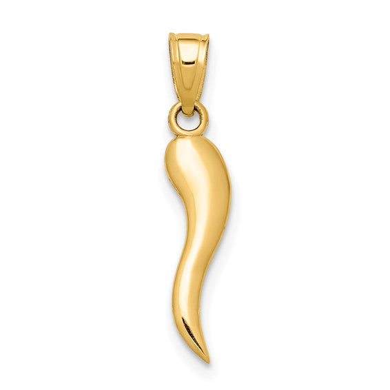 Small Solid Italian Horn - 14kt Yellow Gold