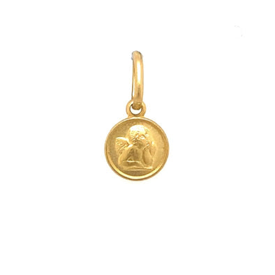 Round Small Angel Medal - 14kt Yellow Gold