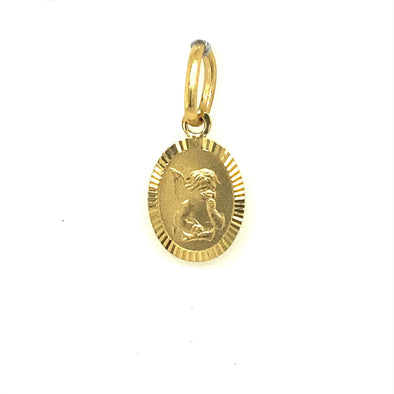 Oval Angel Medal - 14kt Yellow Gold