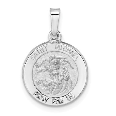 Round St. Michael Medal - 14kt White Gold