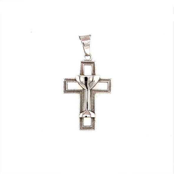 Cross with Chalice Detail - 14kt White Gold