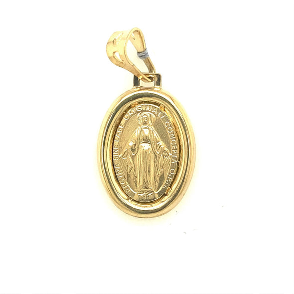 Oval Miraculous Medal - 14kt Yellow Gold