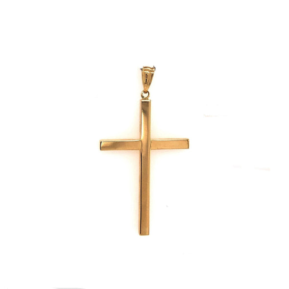Large Polished Cross - 14kt Yellow Gold
