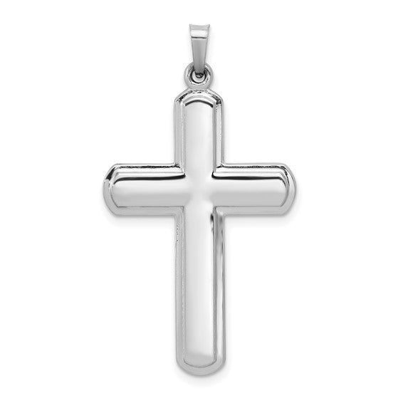 Etched Edge Cross - 14kt White Gold