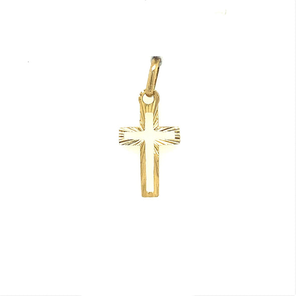 Open Etched Design Cross - 14kt Yellow Gold