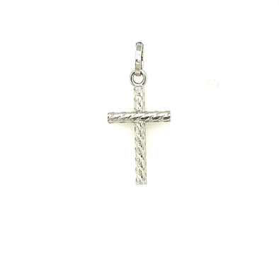 Swirl Etched Cross - 14kt White Gold