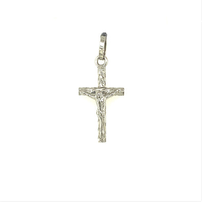 Etched Design Crucifix - 14kt White Gold