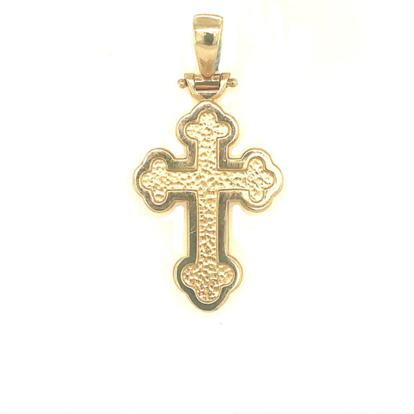 Textured Interior Orthodox Cross -14kt Yellow Gold