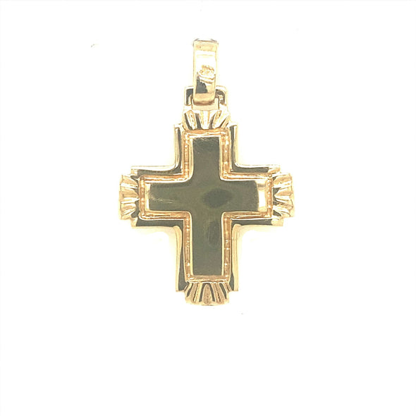 Flared Edge Wide Cross - 14kt Yellow Gold