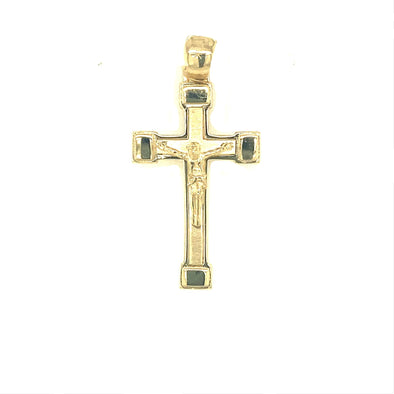 Crucifix with Raised Edge Detail - 14kt Yellow Gold