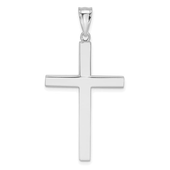 Large Polished Cross - 14kt White Gold
