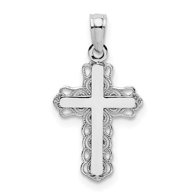 Filagree Detail Cross - 14kt White Gold